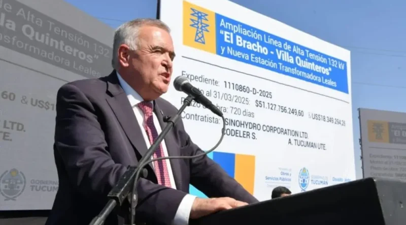 Jaldo supervisará los avances de la obra eléctrica El Bracho-Villa Quinteros